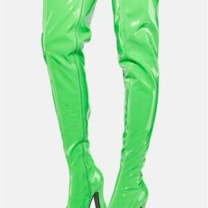 Green Patent Thrill Thigh High Boots